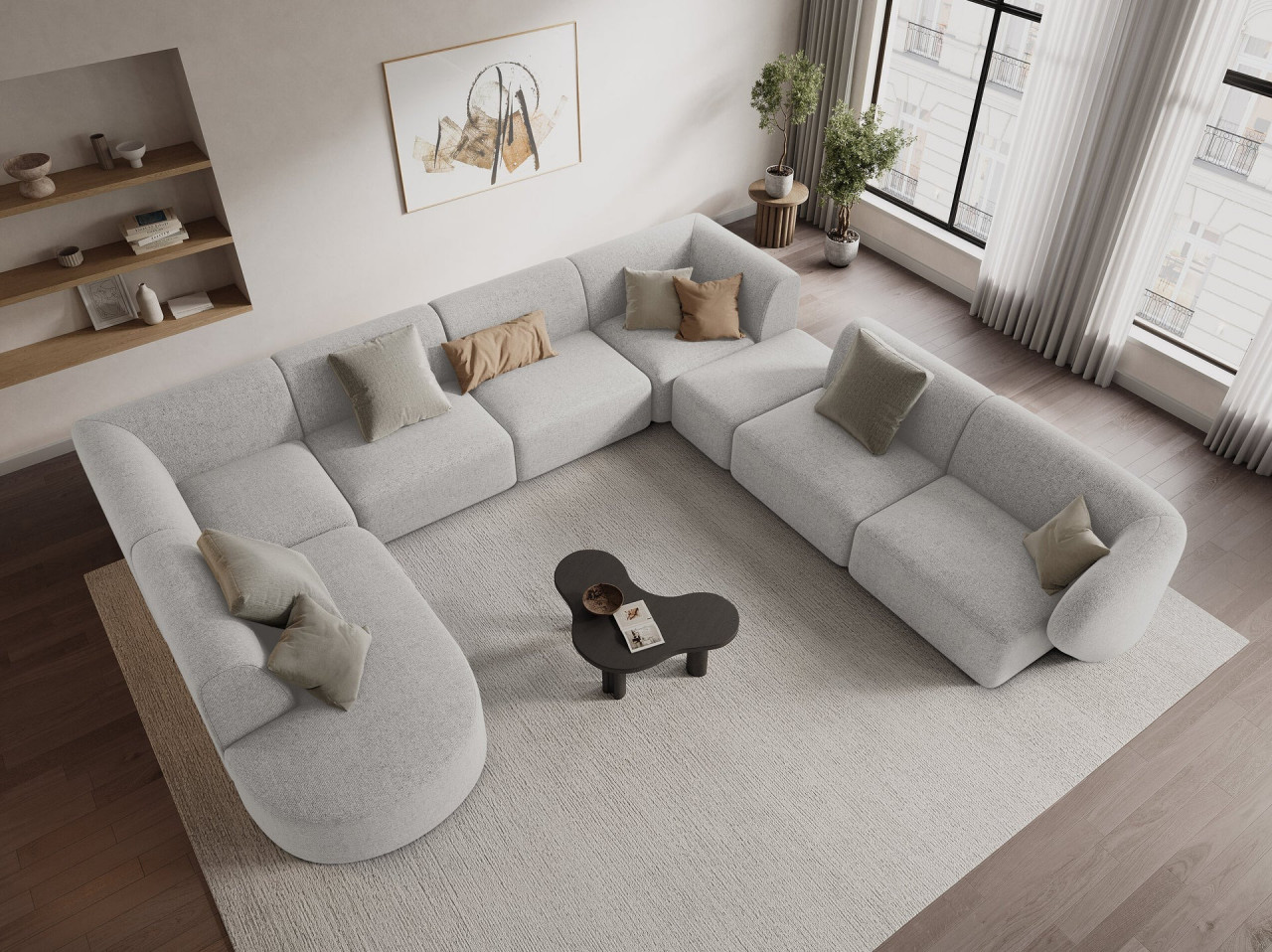 Poze Coltar panoramic 8 locuri Shane chenille L342 cm