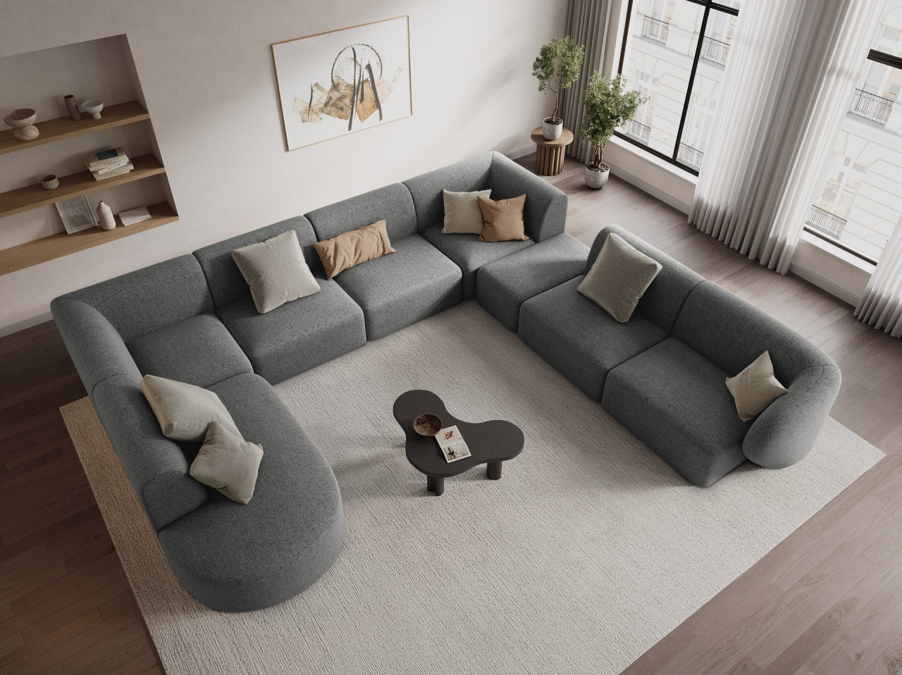 Poze Coltar panoramic 8 locuri Shane chenille L342 cm