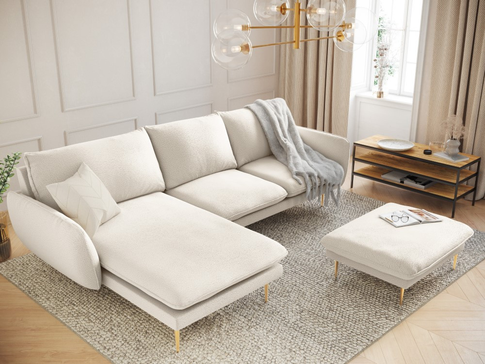 Poze Coltar tapitat Vienna 5 locuri plusat/picioare gold – L255 x l170 x h95
