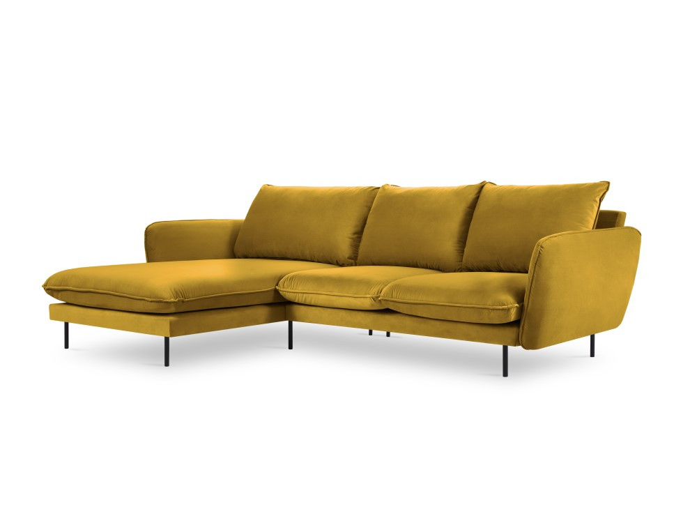Poze Coltar tapitat Vienna 5 locuri velvet/picioare negre – L255 x l170 x h95