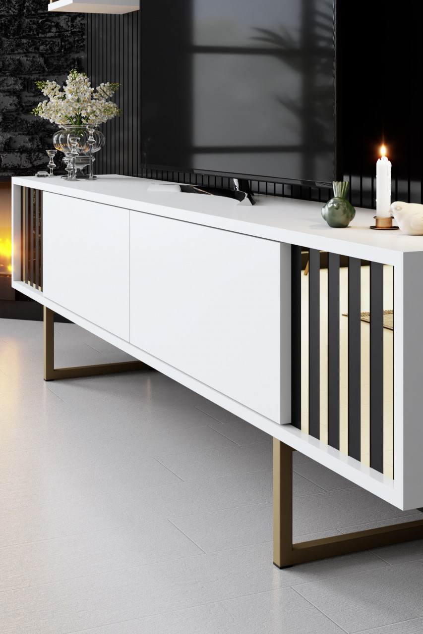 Poze Comoda TV Gold Line alb/negru