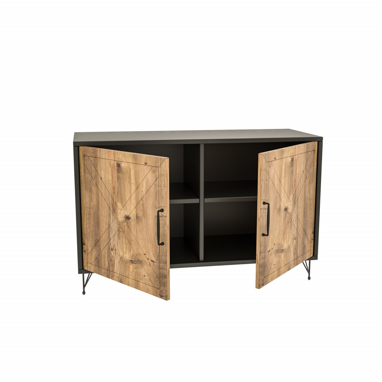 Poze Consola Jupiter MDF stejar/antracit L100 cm - H77 cm