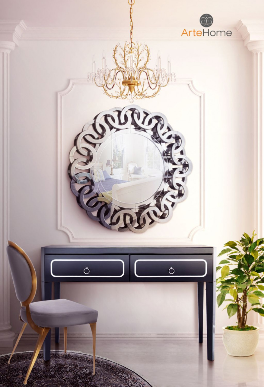 Poze Consola Marina negru/silver – H78 cm