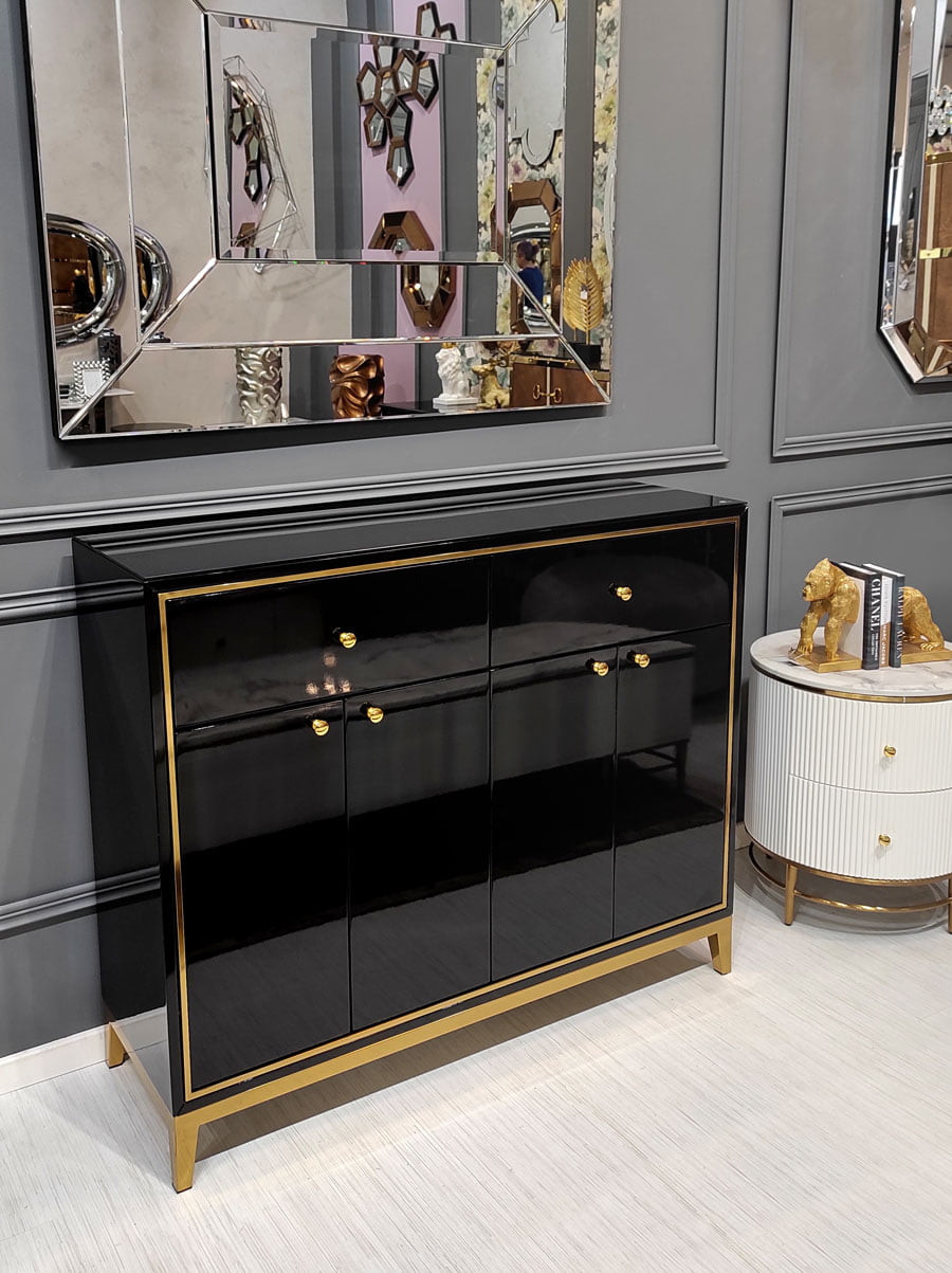 Poze Consola Rennes negru/gold – H100 cm