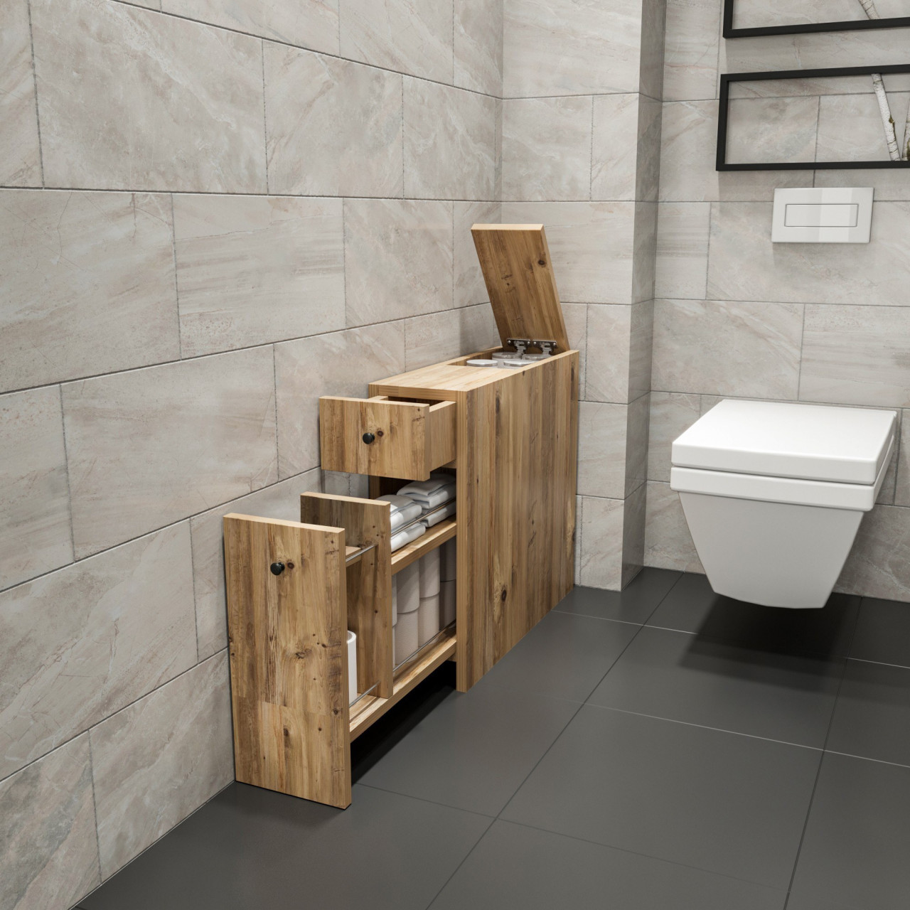 Poze Dulap MDF de baie Calencia stejar L19 cm - H55 cm