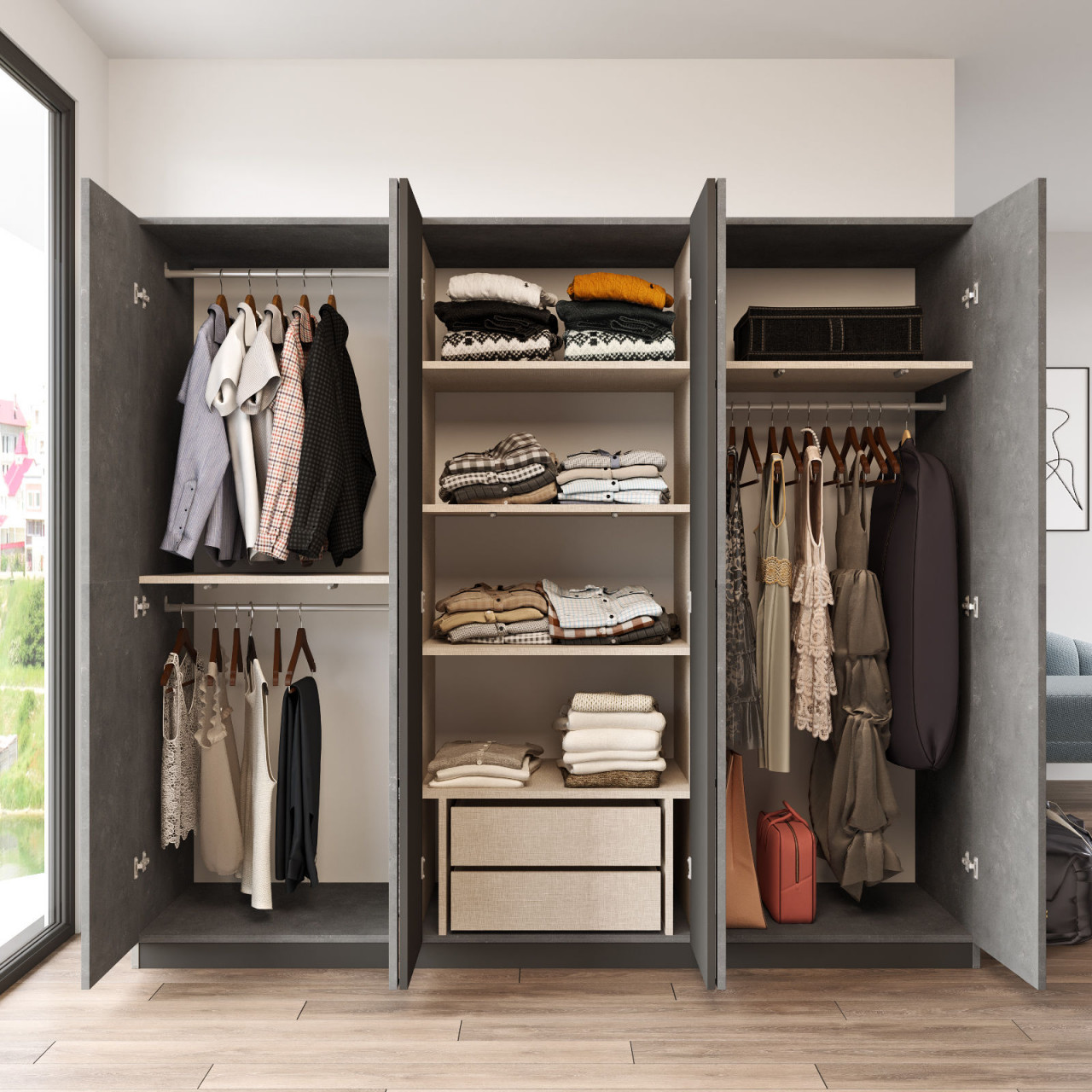 Poze Dulap MDF pentru haine HM3 - RG L207,6 cm - H183,88 cm