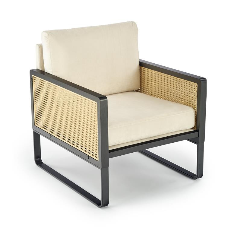 Fotoliu ilario velvet/rattan - h77 cm