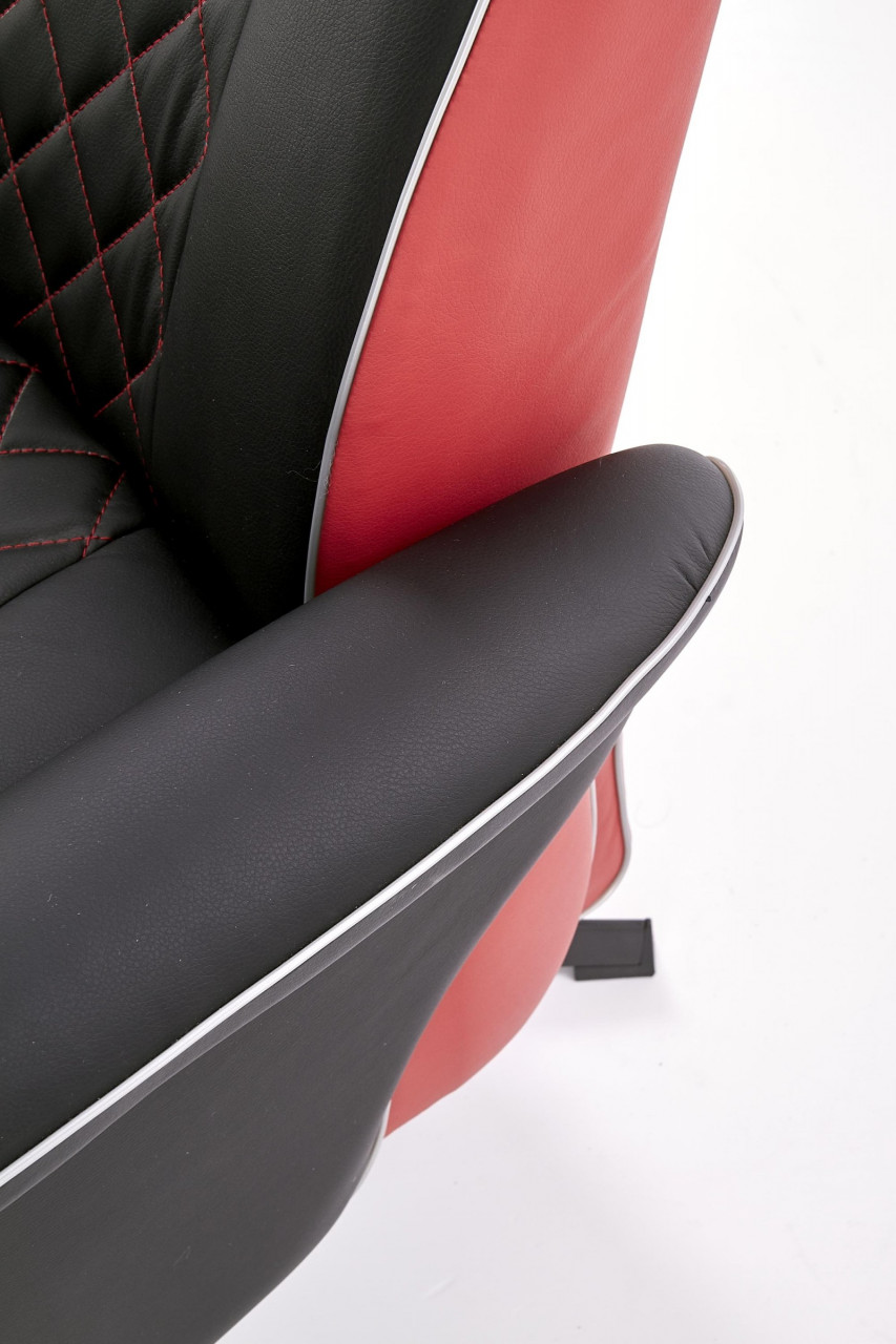 Poze Fotoliu recliner tapitat Camaro negru-rosu - H 112-86 cm