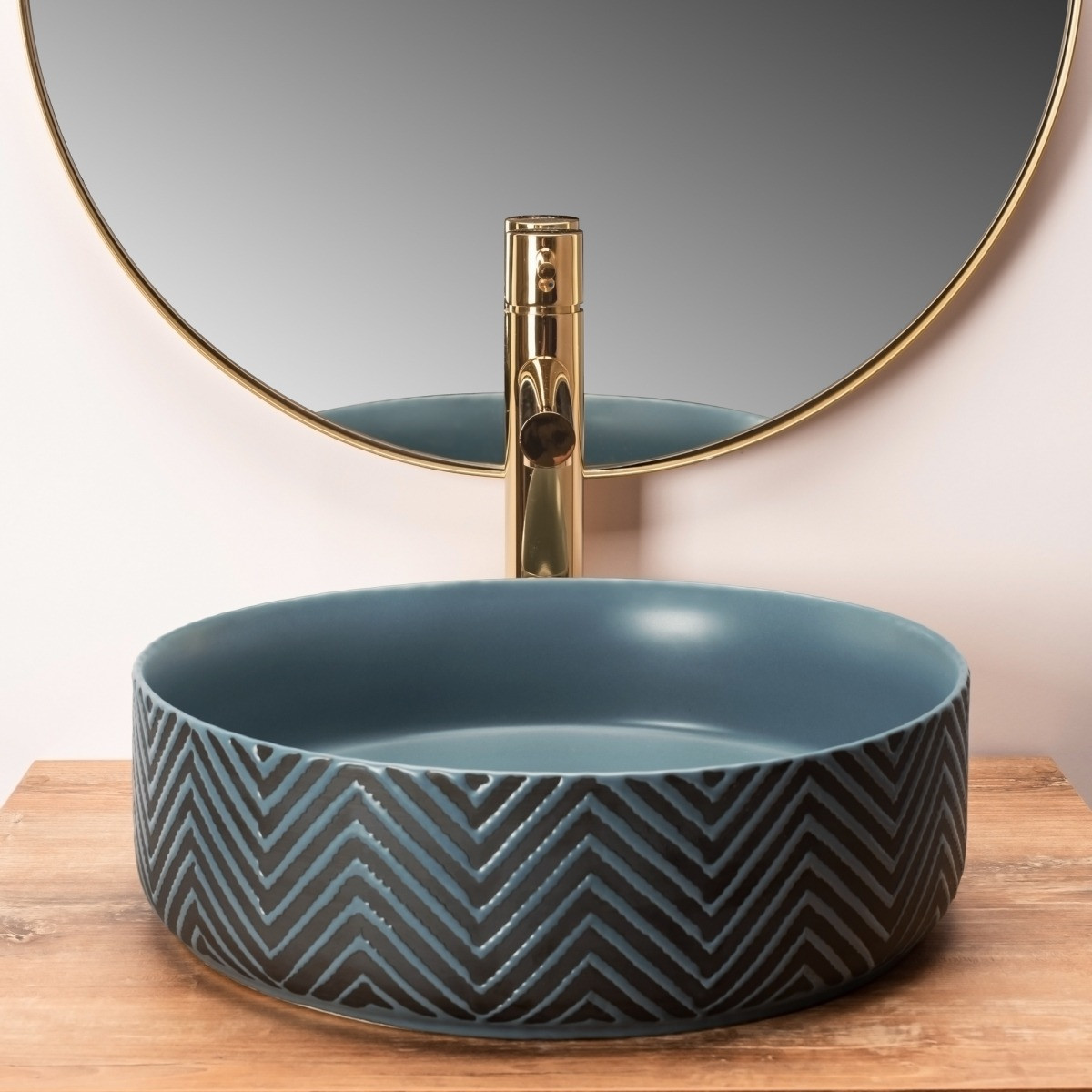 Poze Lavoar Ashley ceramica sanitara albastru - 40 cm