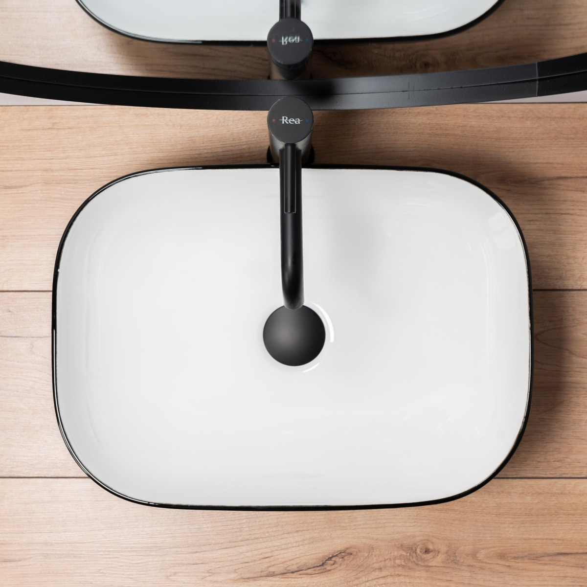 Poze Lavoar Belinda ceramica sanitara negru/alb - 46,5 cm