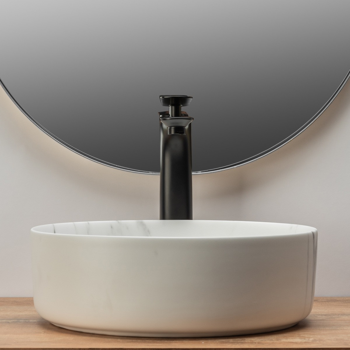 Poze Lavoar Sami alb marmura ceramica sanitara - 36 cm