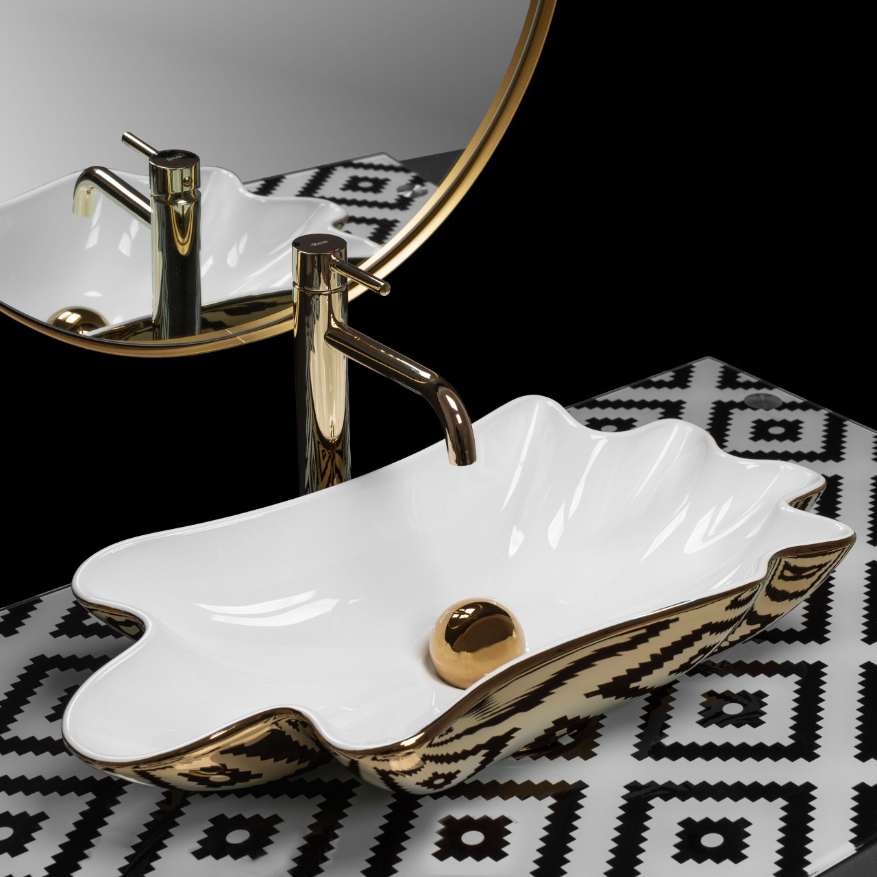 Poze Lavoar Sea alb/auriu