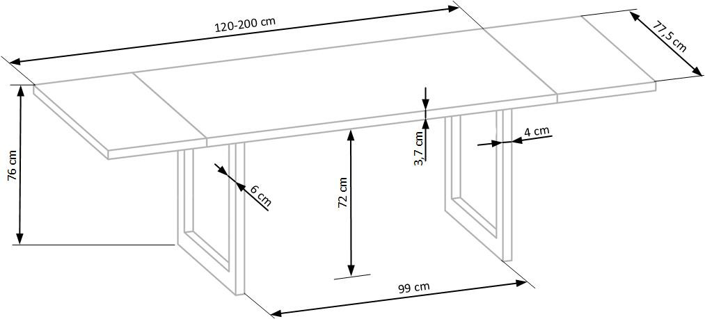 Poze Masa Radus 120x78 cm lemn masiv - stejar natural/negru