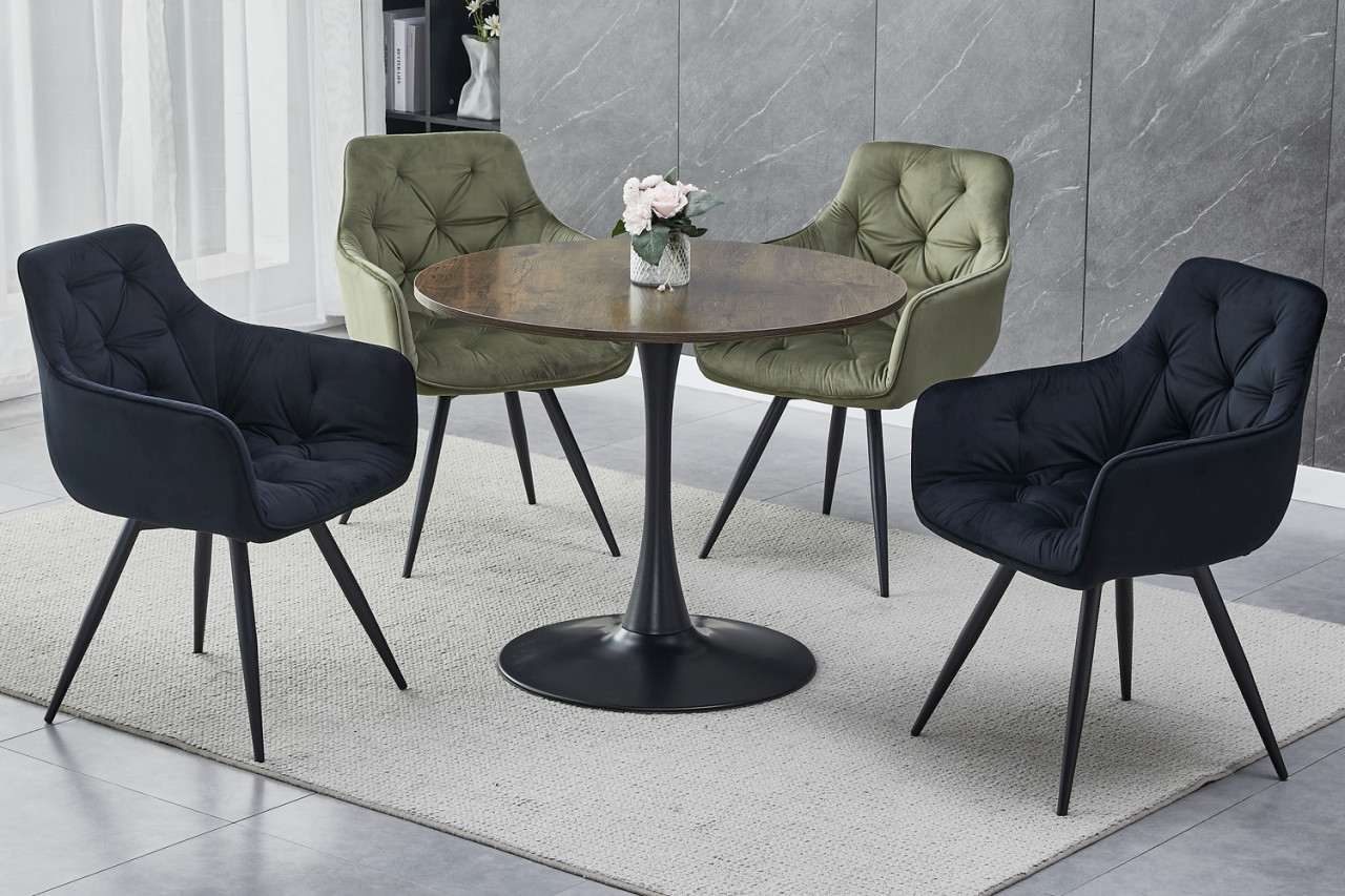 Poze Masa rotunda Amadeo II nuc/negru mat - d90 x h76 cm