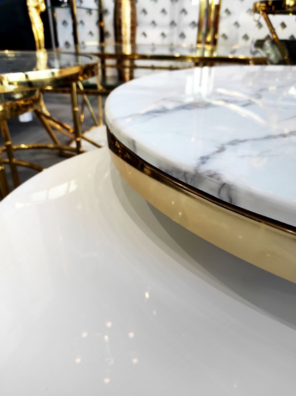Poze Masuta de cafea Colmar alb/gold si marmura – H42 cm