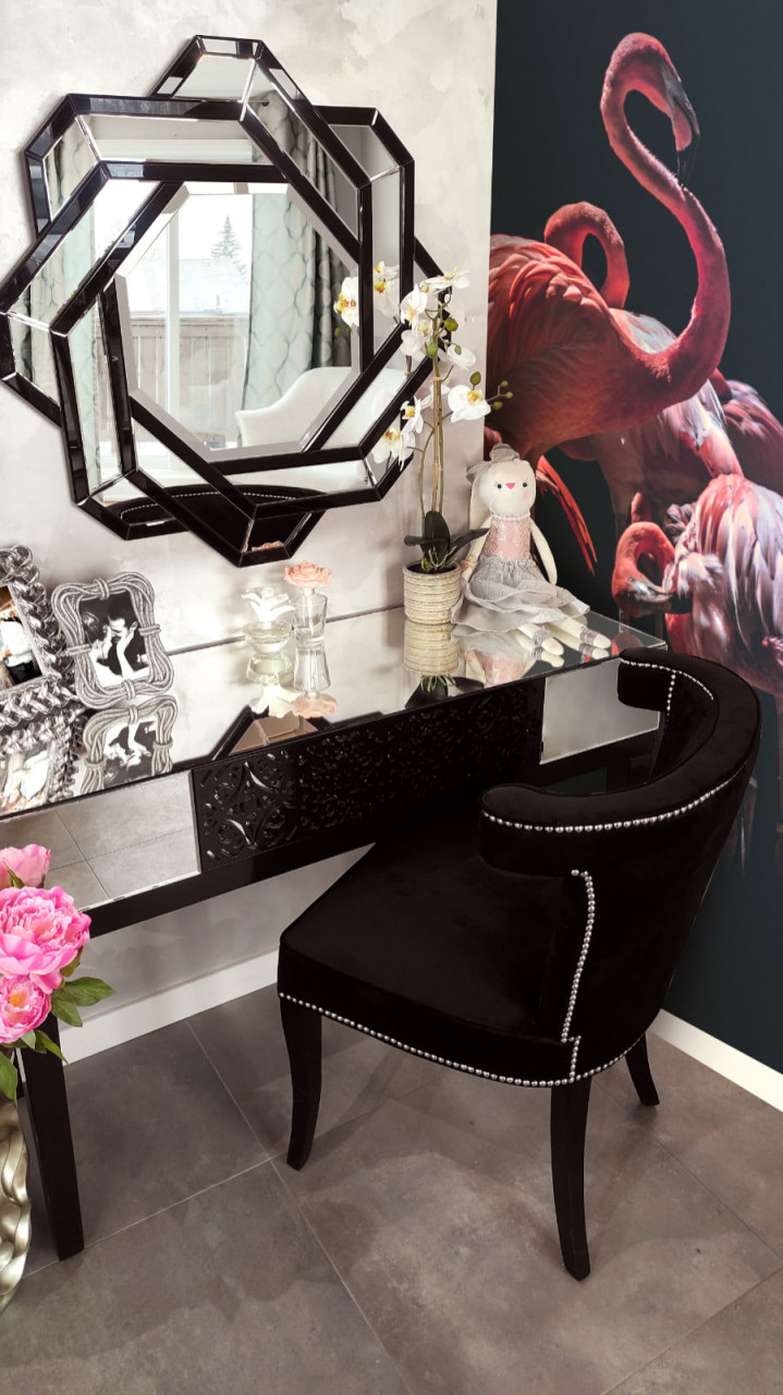 Poze Oglinda rotunda Silvia negru – Ø80 cm