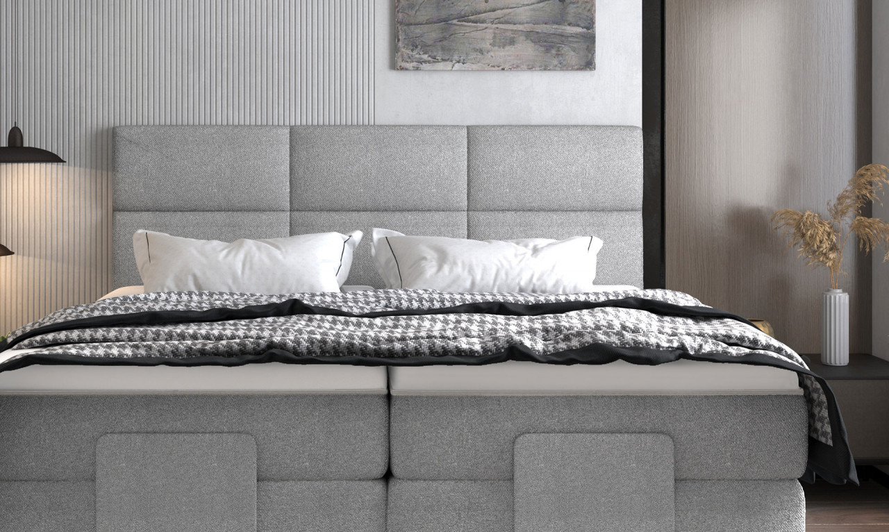 Poze Pat tapitat boxspring Carlo 140x200 cm