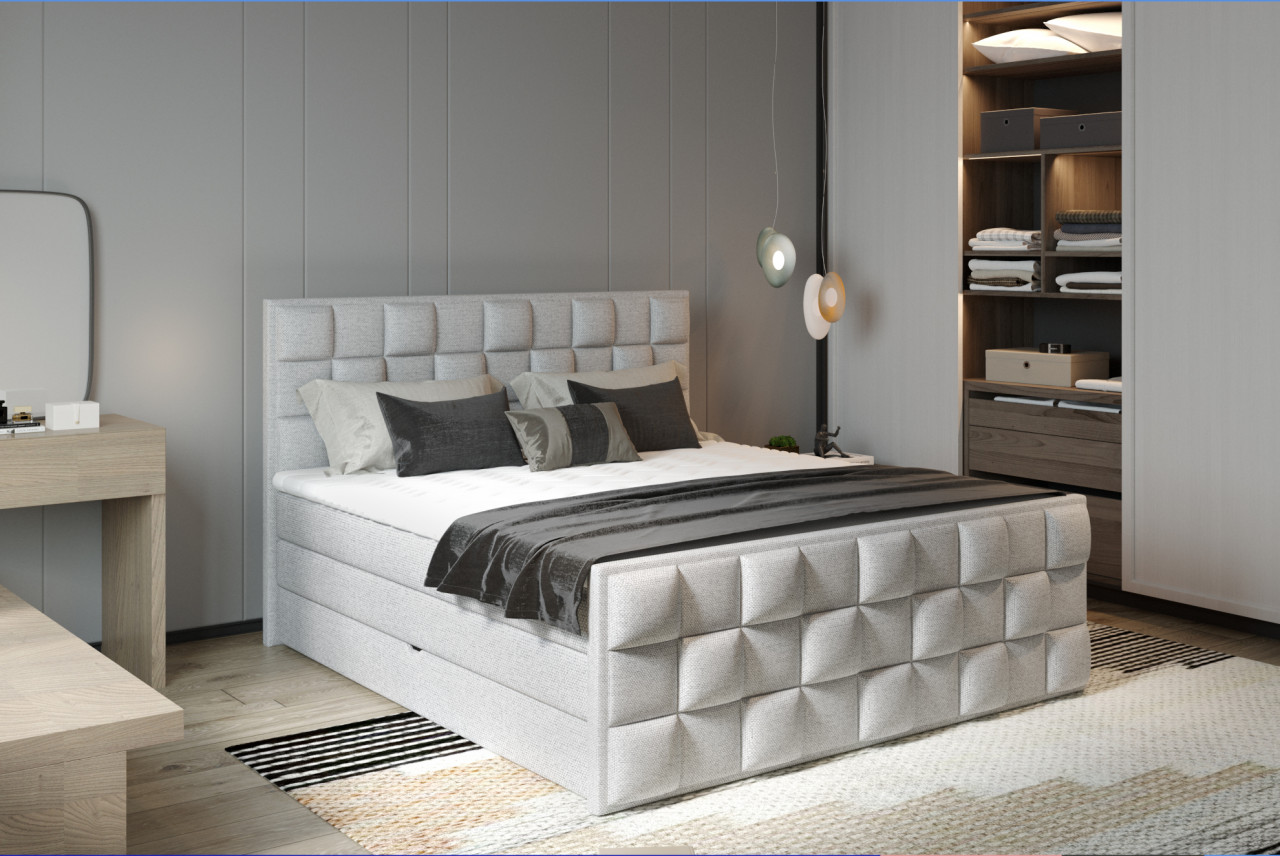 Poze Pat tapitat boxspring Flop 160x200 cm