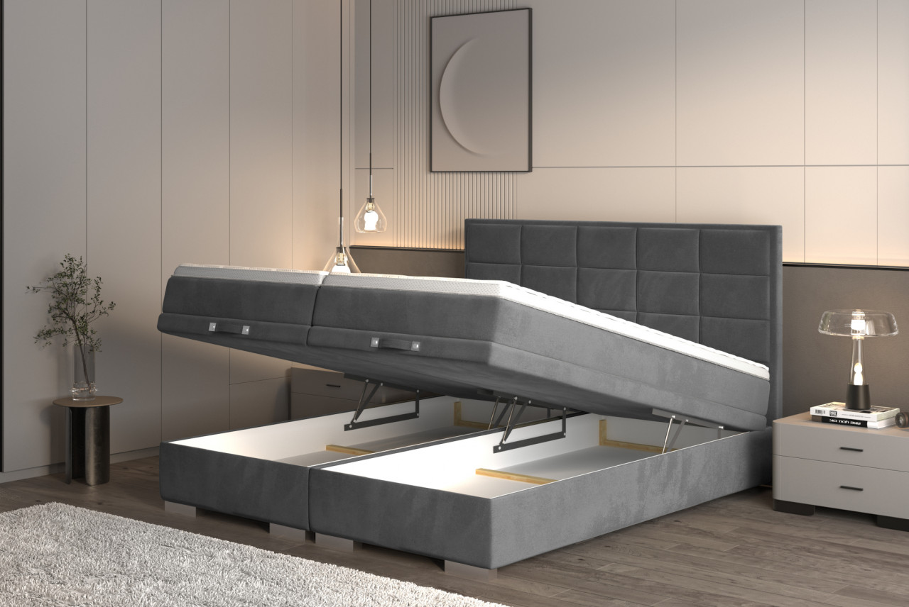 Poze Pat tapitat boxspring Gemma 180x200 cm