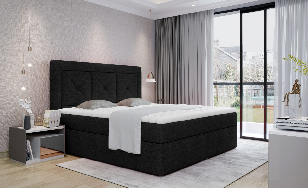 Poze Pat tapitat boxspring Idris – 180/200 cm