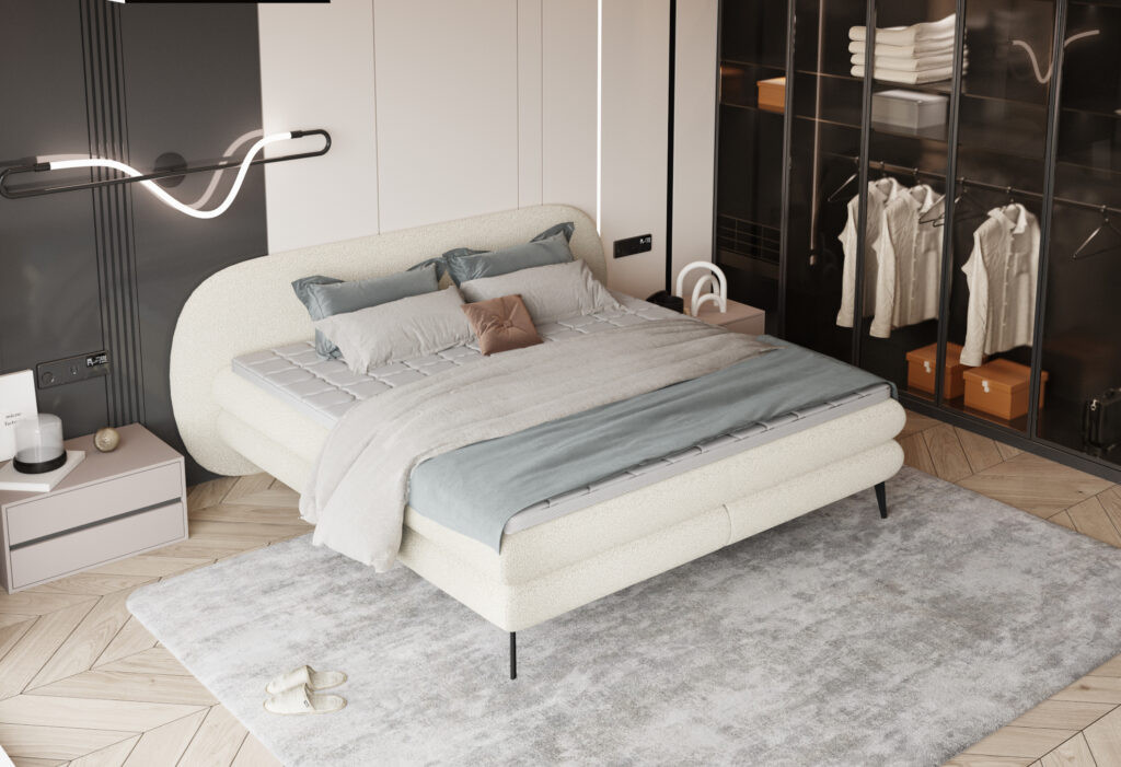 Poze Pat tapitat boxspring Ovo 160x200 cm