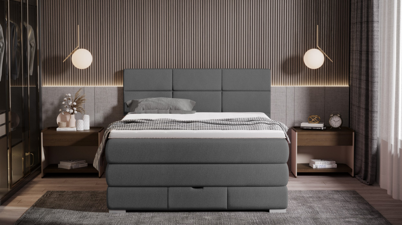 Poze Pat tapitat boxspring Rita 140x200 cm