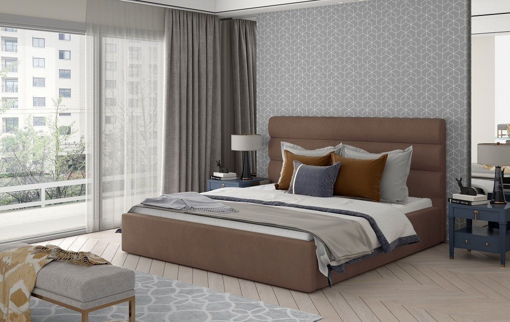 Poze Pat tapitat Caramel – 140/200, L223 x l140 x h93 cm