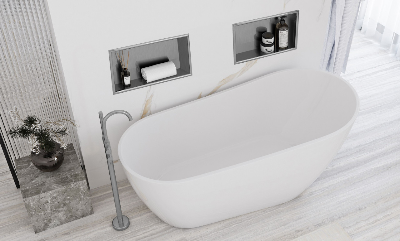 Poze Raft incastrat pentru baie 30x45 argintiu periat