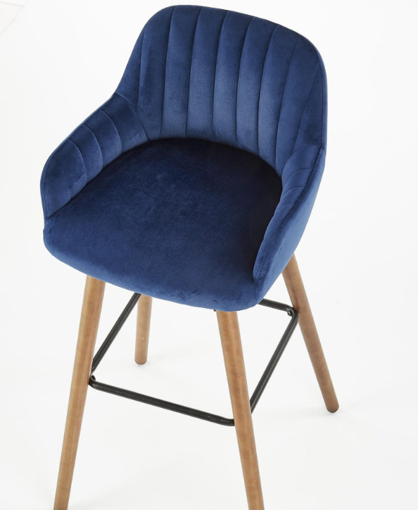 Poze Scaun bar catifea H-93 albastru - H 98 cm