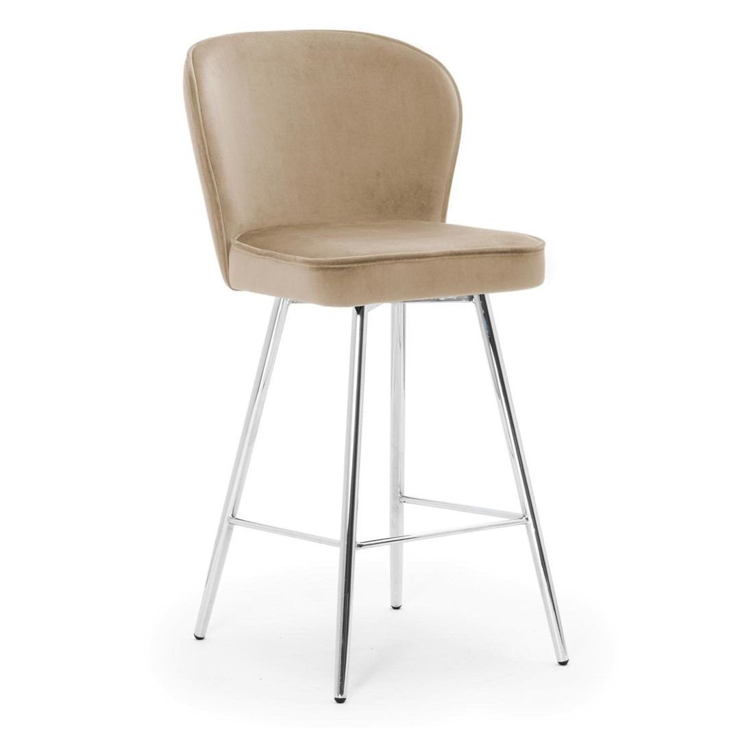 Poze Scaun de bar Aine bej picioare silver - H60 cm