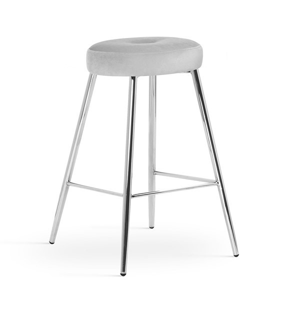 Scaun de bar Circo gri picioare silver - H65 cm