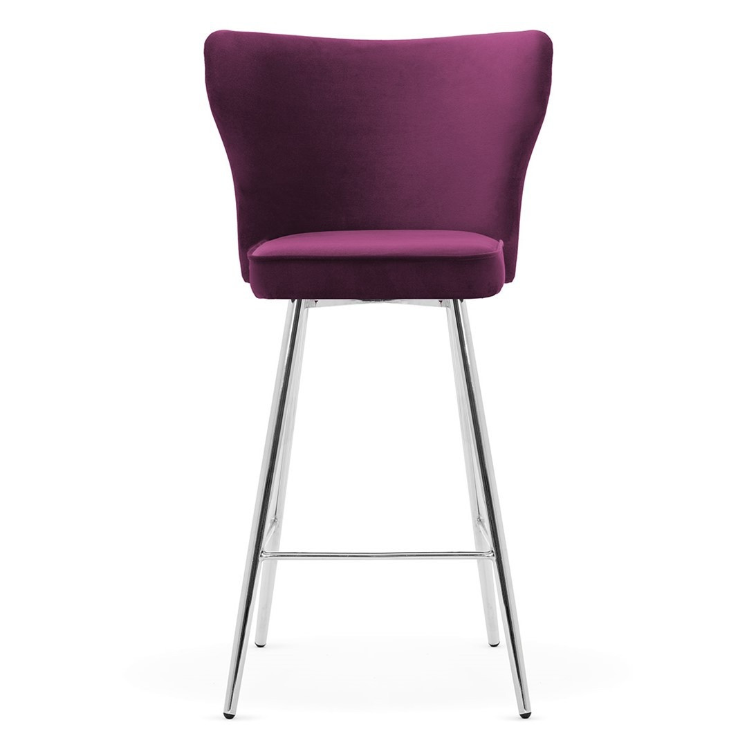 Poze Scaun de bar Modena burgundy picioare silver - H60 cm