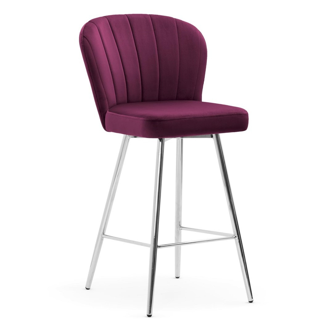 Poze Scaun de bar Shelly burgundy picioare silver - H97 cm