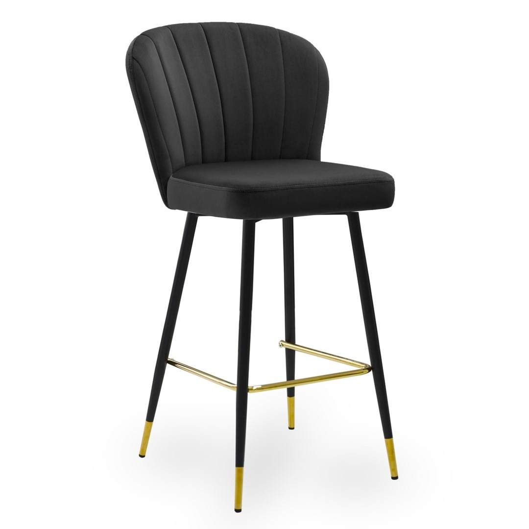 Poze Scaun de bar Shelly negru picioare negre/gold - H107 cm