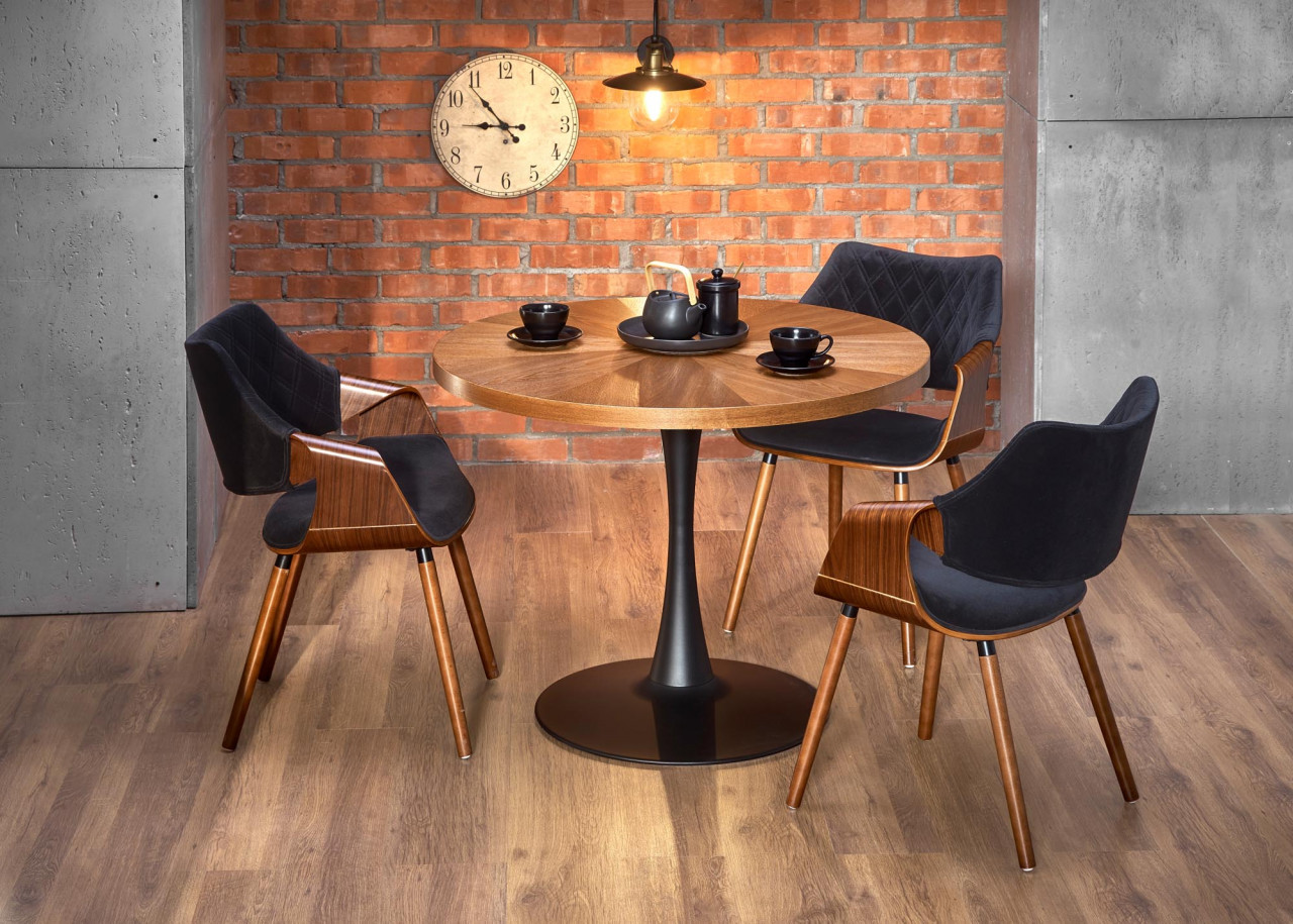 Poze Scaun K396 material catifea negru nuc