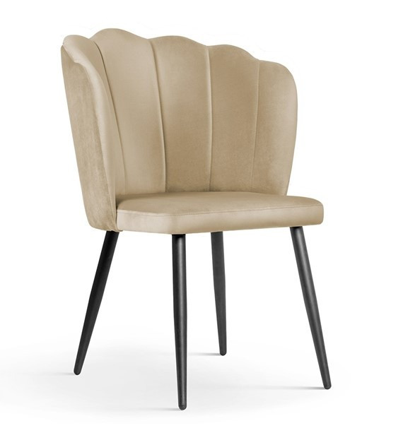 Poze Scaun tapitat Hilton bej picioare negru - H88 cm