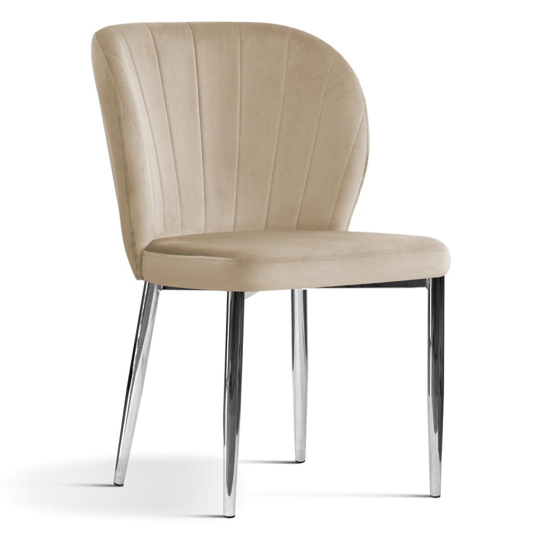 Poze Scaun tapitat Shelly bej picioare silver - H88 cm