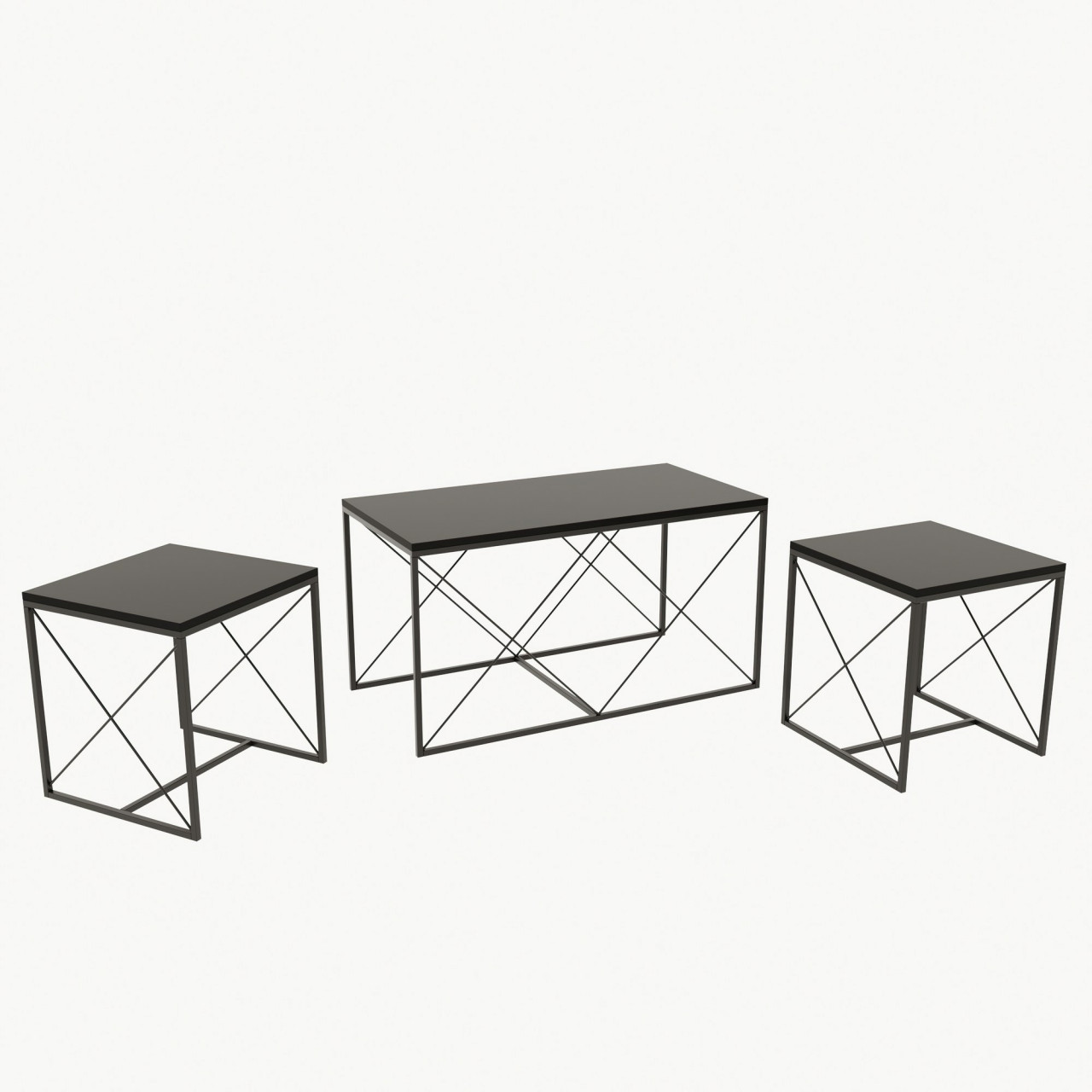Poze Set 3 masute de cafea Defne antracit