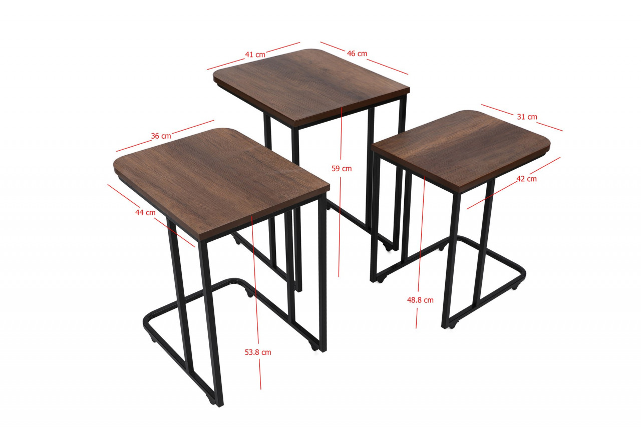 Poze Set 3 mese de cafea Metal Zigon - 9401