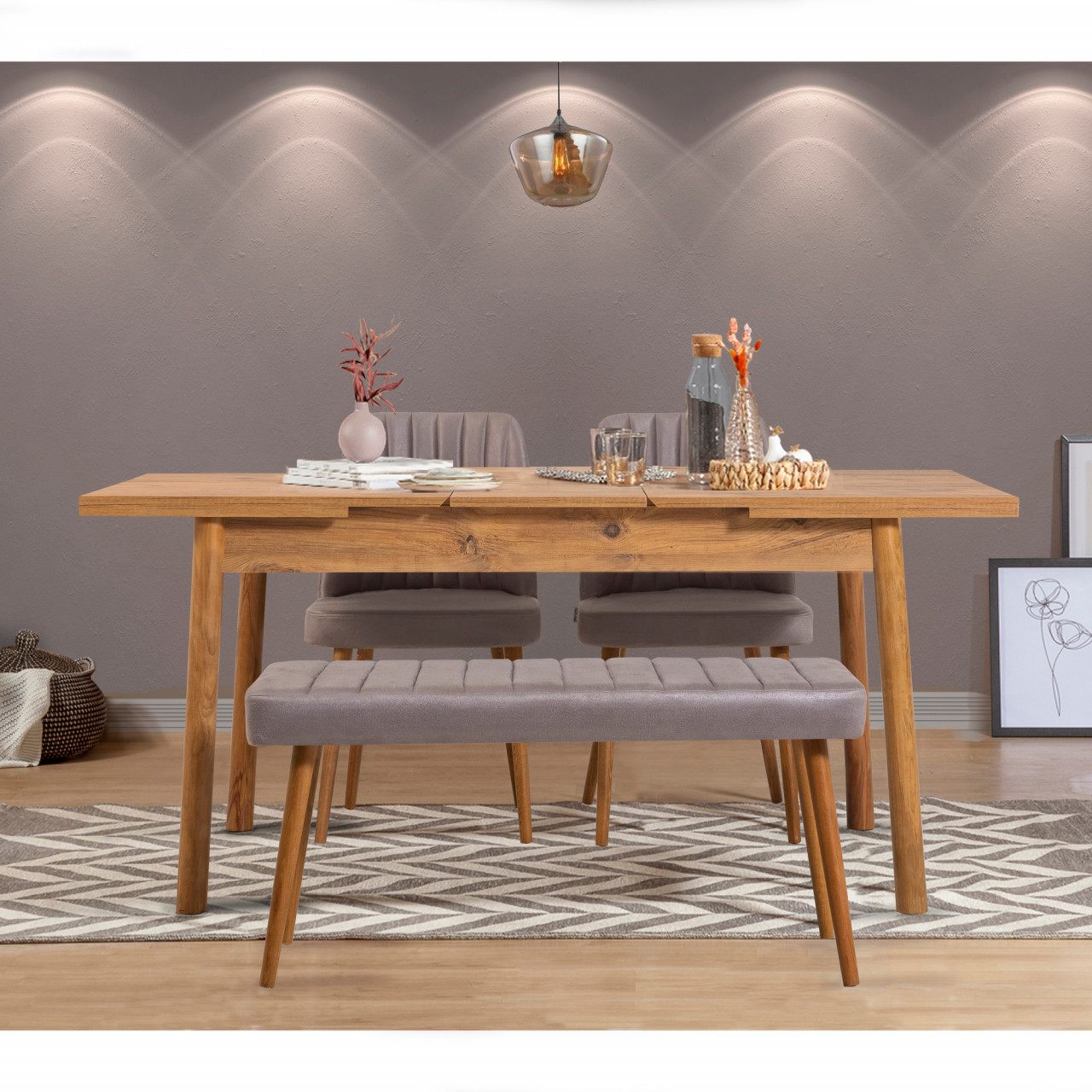 Poze Set masa extensibila si scaune (4 piese) Santiago Atlantice -Soho Grey