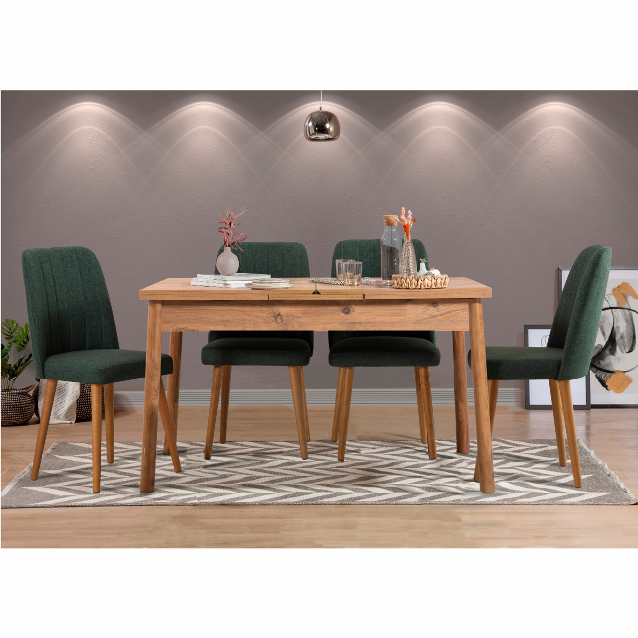 Poze Set masa extensibila si scaune (5 piese) Santiago Atlantic Green