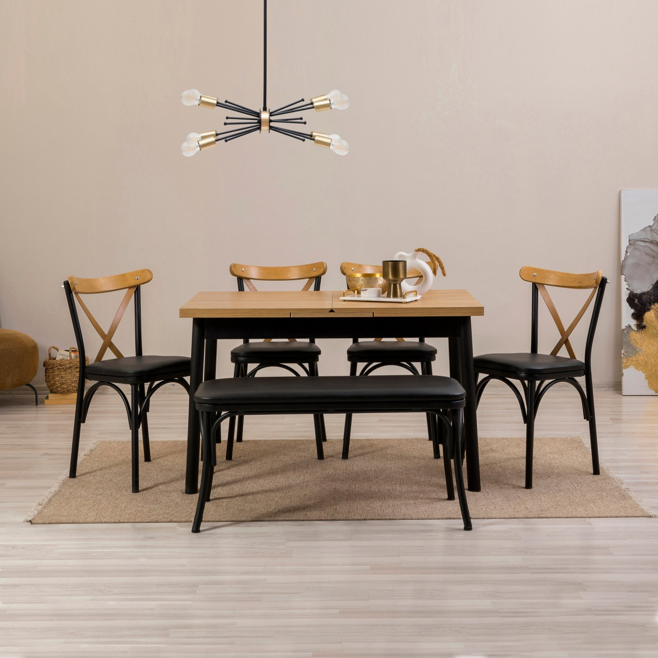 Poze Set masa extensibila si scaune (6 piese) OLİVER AÇL.KARİNA-BLACK