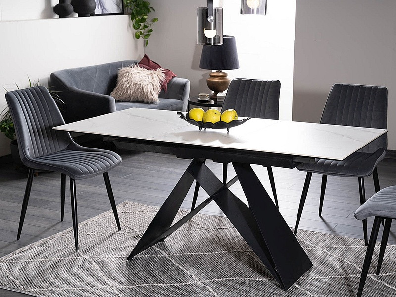 Poze Set masa extensibila Westin SC L120-160 cm + 4 scaune Kim velvet gri Blu14