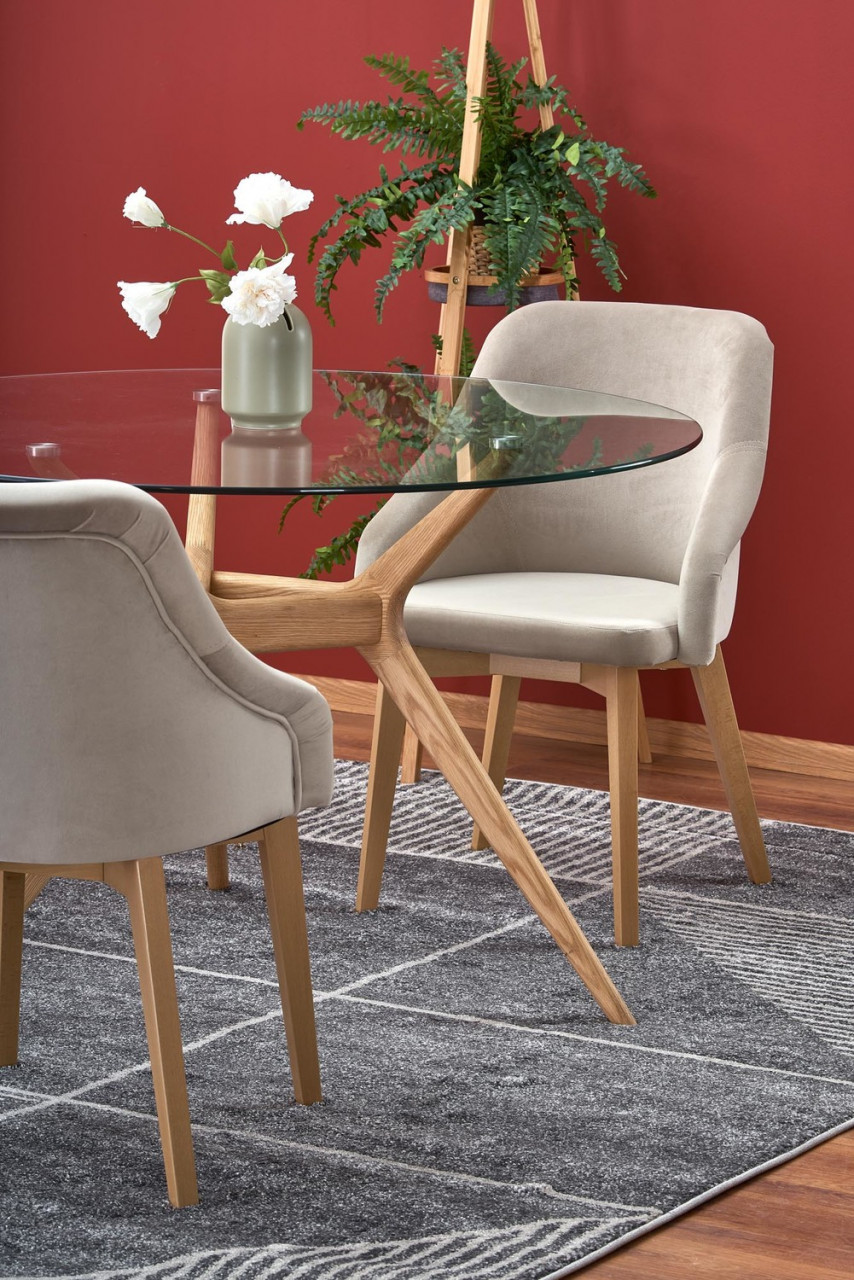 Poze Set masa rotunda Ashmore ø120 cm + 3 scaune Toledo 2 bej/stejar miere