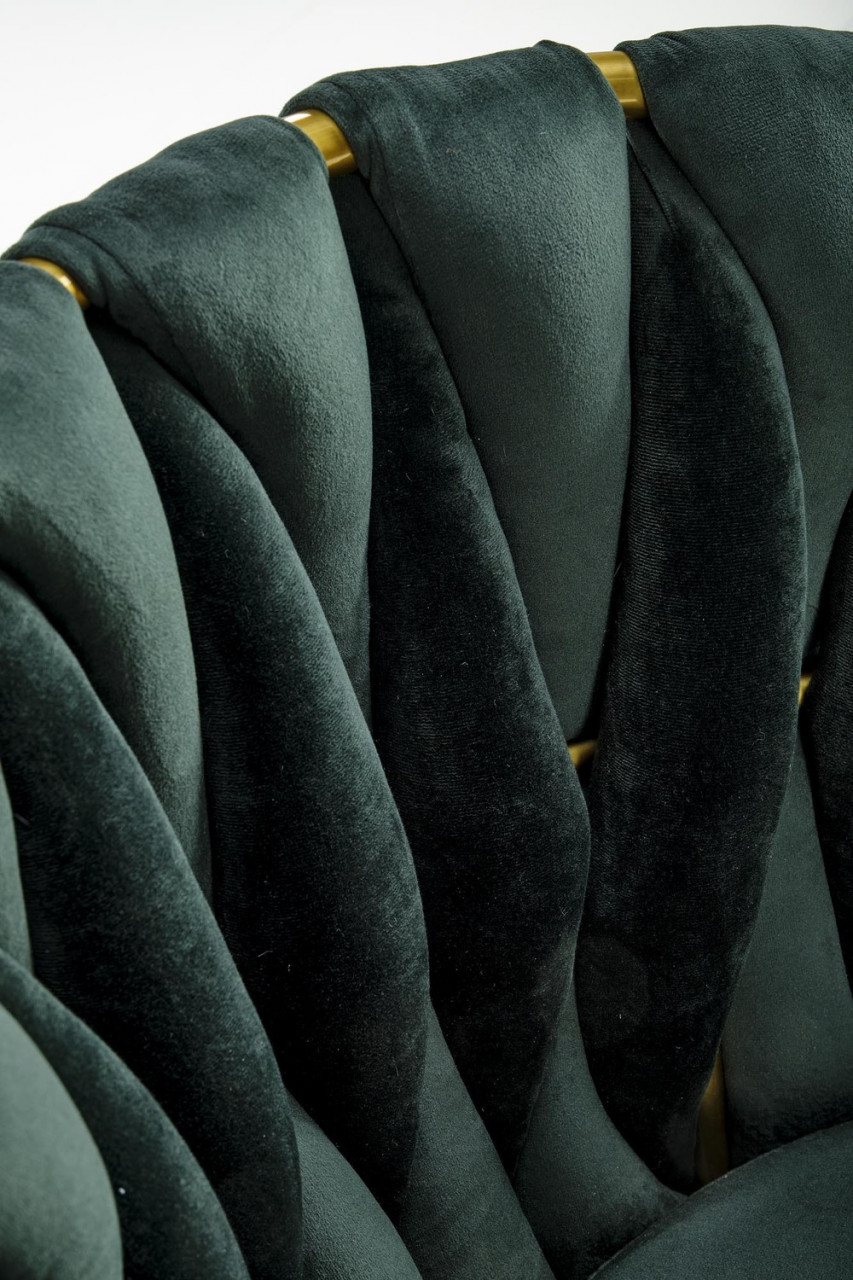 Poze Set masa rotunda Raymond 2 marmura neagra + 2 scaune K517 verde/auriu