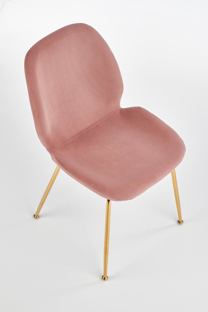 Poze Set masa rotunda Rondo diametru 110 cm + 4 scaune K381 velvet roz/auriu