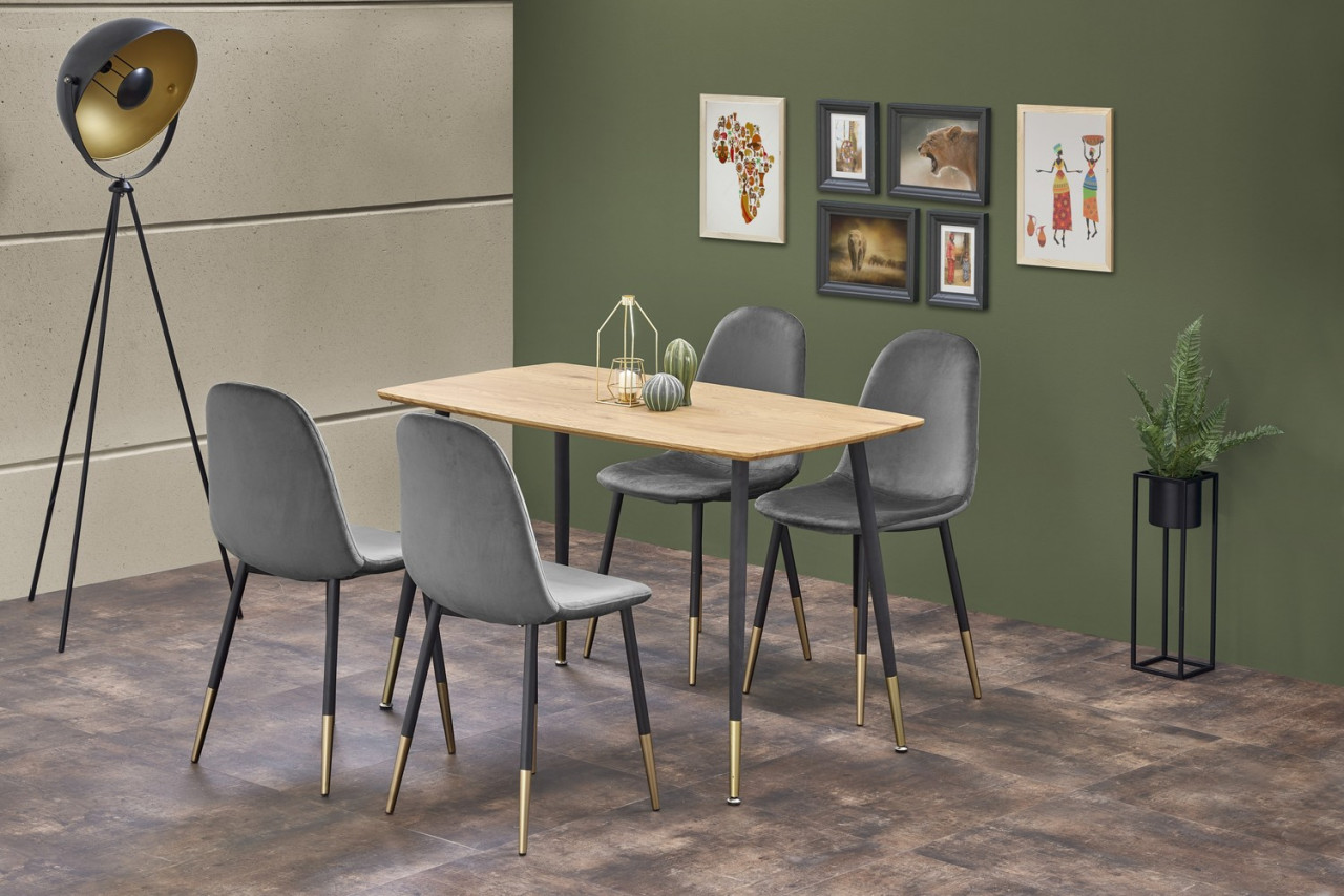 Poze Set masa Tripolis L120 cm + 4 scaune K379 gri/negru