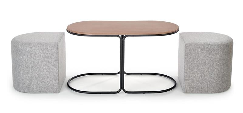 Poze Set masuta cafea si 2 tabureti PAMPA Nuc - Gri