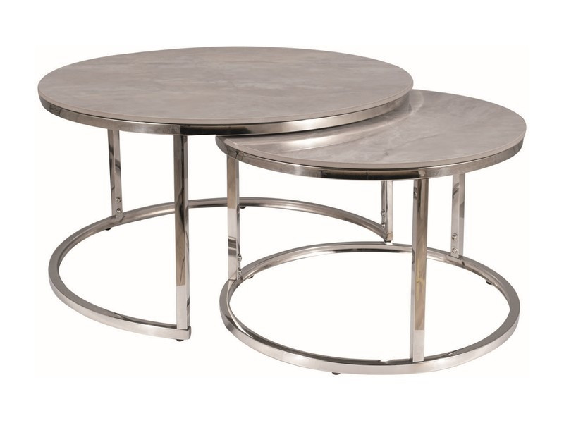 Set mese de cafea portafino b – marmura gri/crom