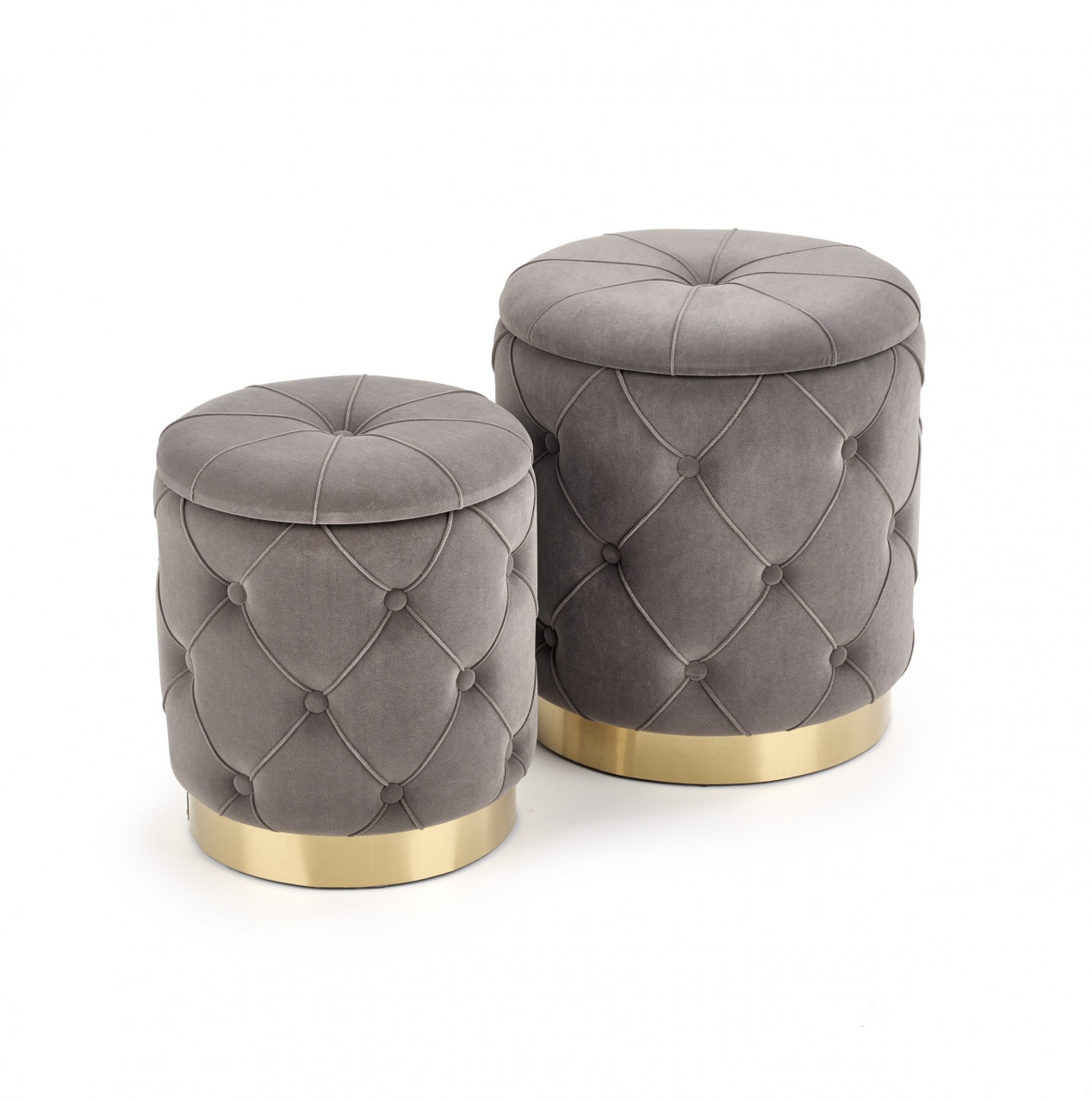 Poze Set tabureti tapitati Polly Gri / Gold